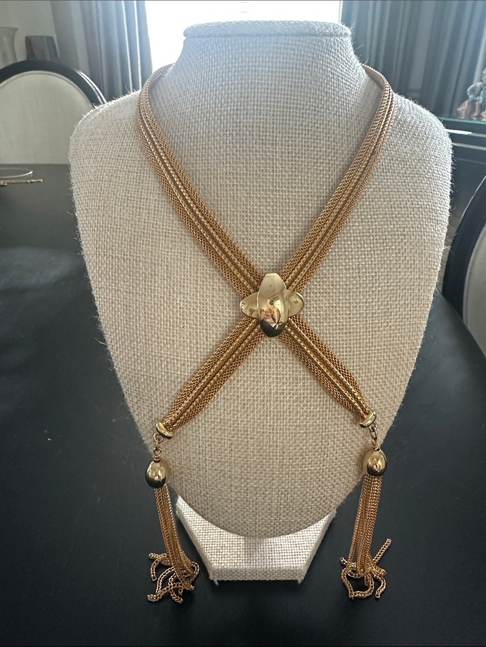 Napier Gold Crossed Multi-Strand Tassel Necklace